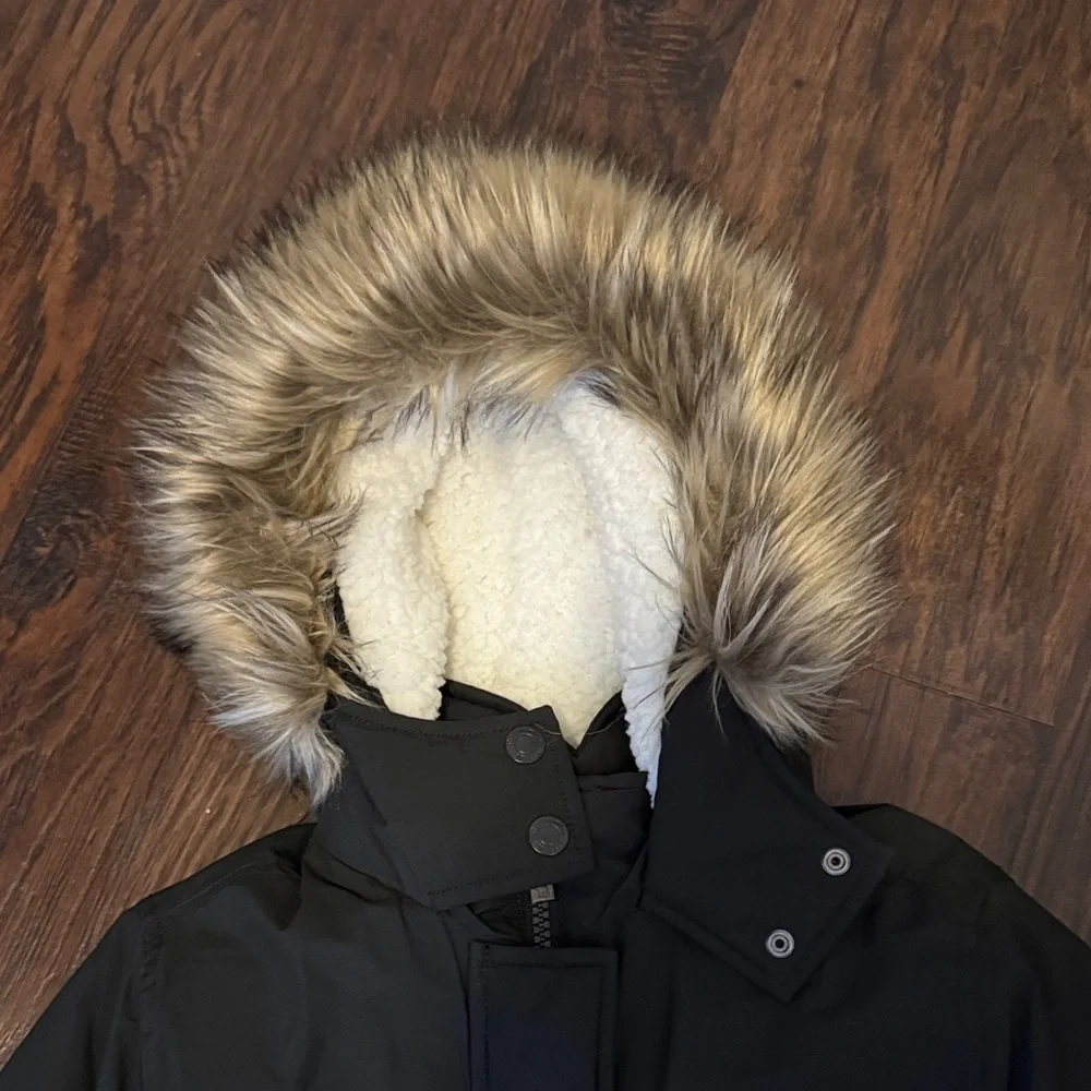 Abercrombie & Fitch Dark Puffer with Faux Fur Hood, Sz 11/12, Like New